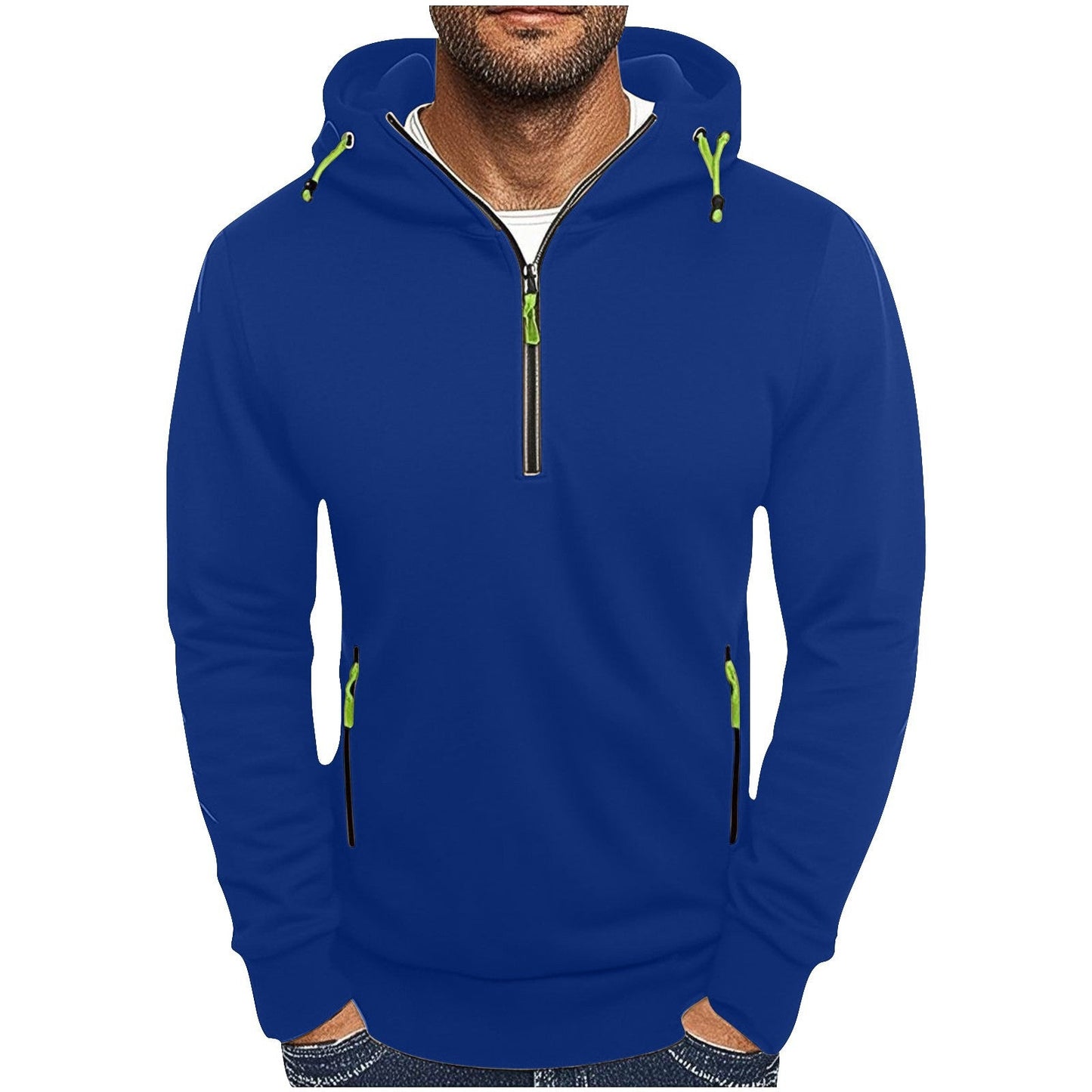 Herren Kapuzenpullover Modisch Mit Taschen Halbzipper