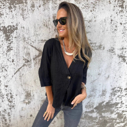 Damen Leinenblazer Kurzarm Leicht Modern - BerlinGlamour