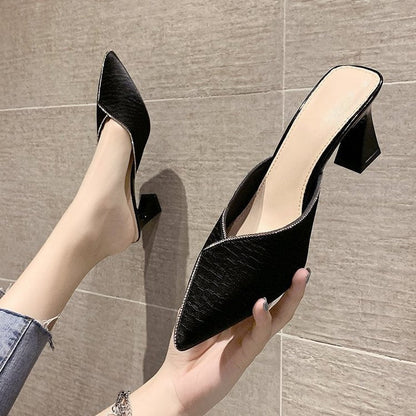 Damen Mules Spitze Schuhe Glanz Schick