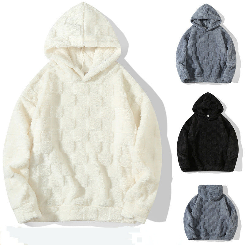 Herren Fleece Hoodie Gemütlich Strukturiert Grau - BerlinGlamour