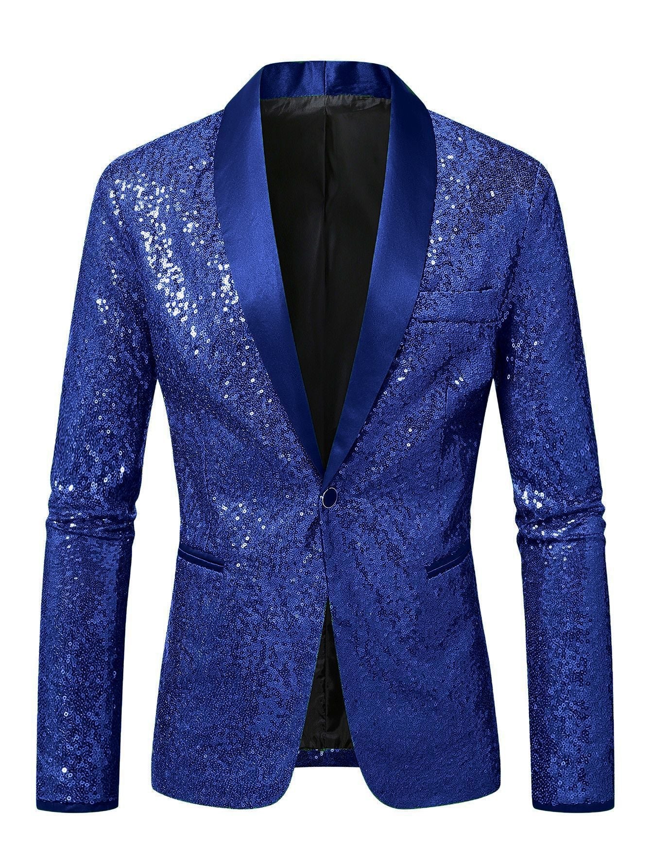 Herren Blazer Pailletten Modern Schnitt Glamour
