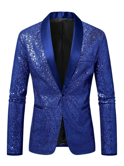 Herren Blazer Pailletten Modern Schnitt Glamour
