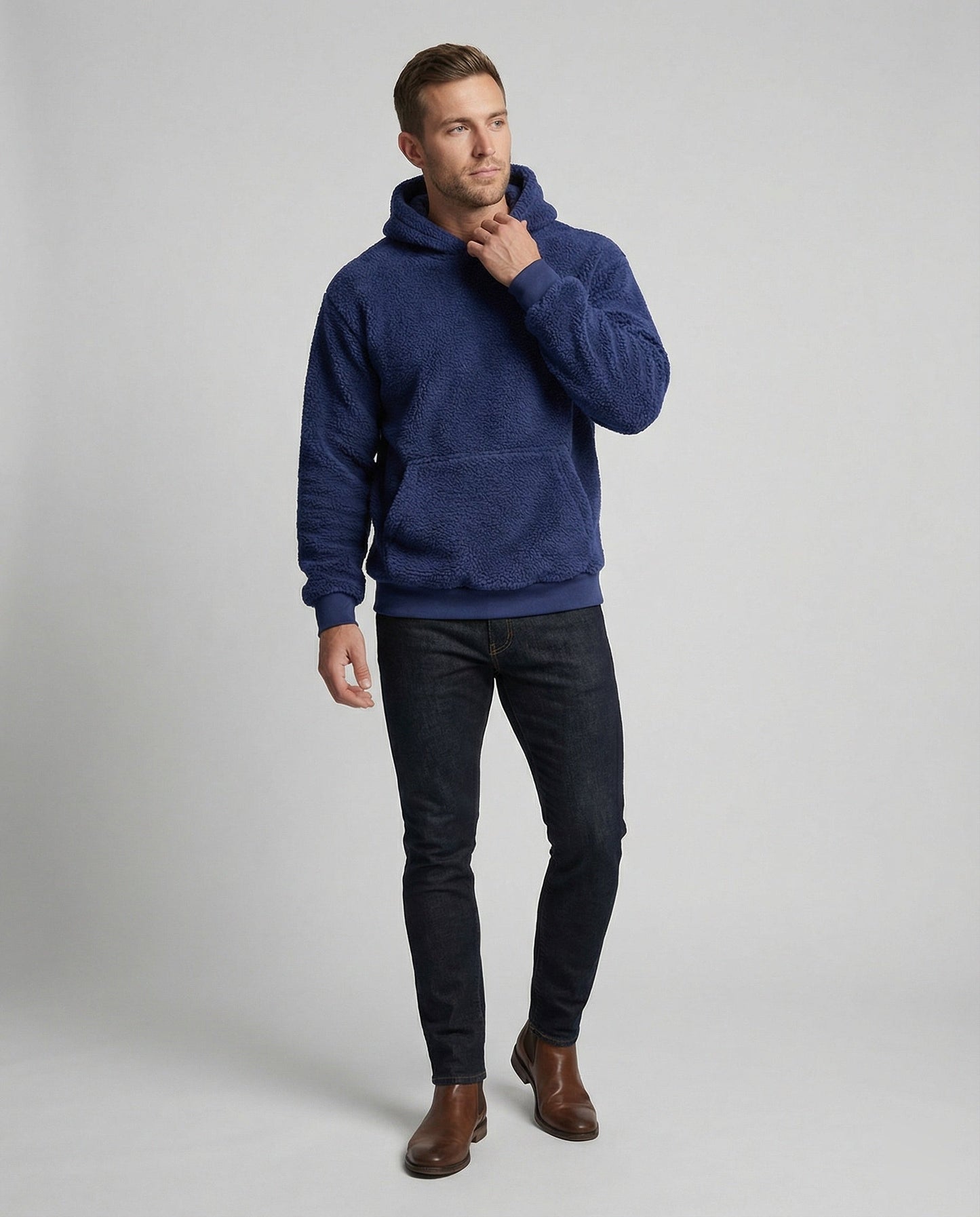 Weicher Teddy-Pullover Herren mit Taschen Praktisch