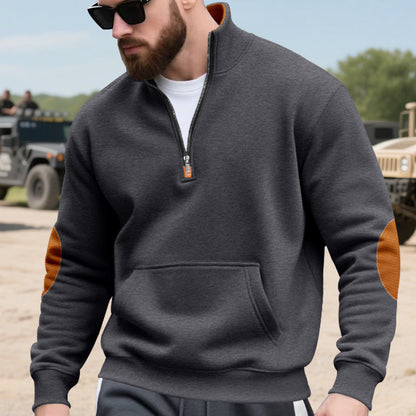 Herren Kapuzenpullover Lässig Mit Reißverschluss Kontrast Ärmel