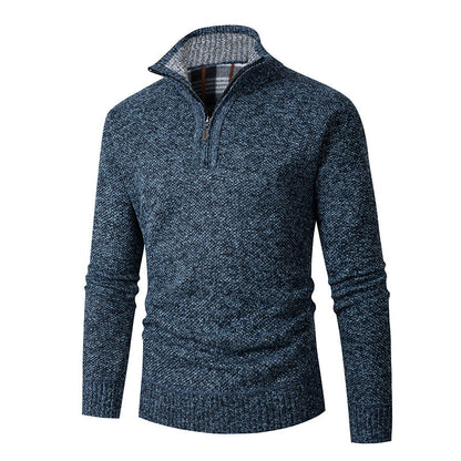 Herren Strickpullover Kuschelig Warm Mit Halbzipper