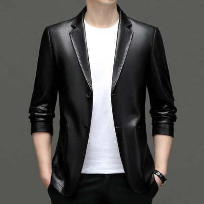 Herren Blazer Kunstleder Moderner Schnitt Eleganter Style