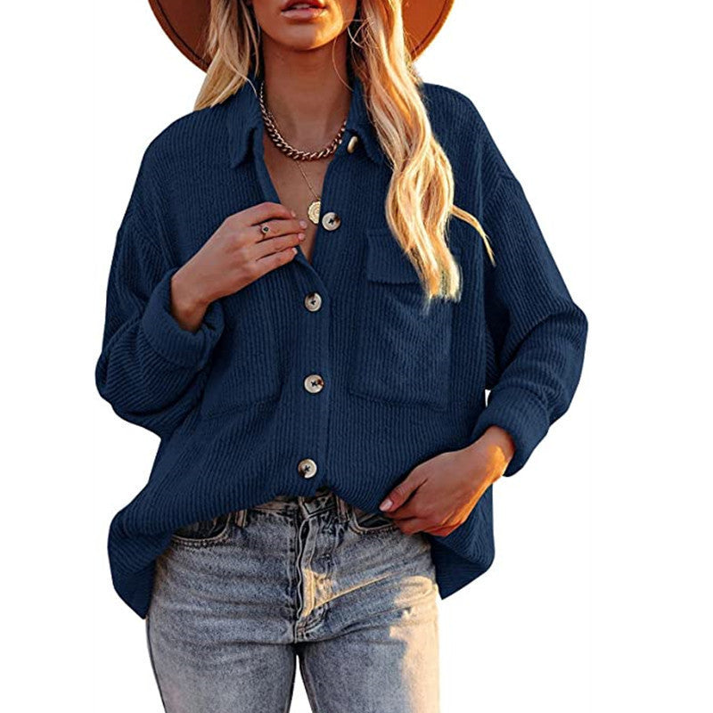 Damen Strickjacke Lässig mit Knöpfen und Taschen