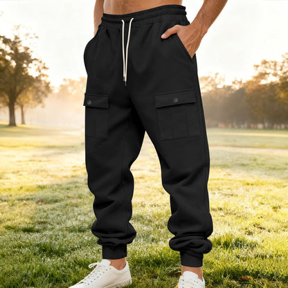 Herren Trainingshose Cargo Bequem Elastisch Mit Seitentaschen