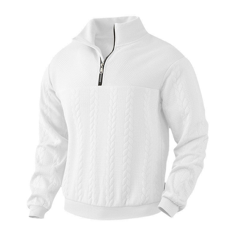 Herren Stepp-Pullover Strukturiert Halbzipp Modern