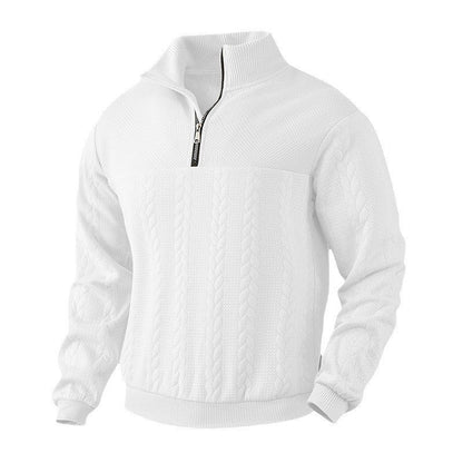Herren Stepp-Pullover Strukturiert Halbzipp Modern
