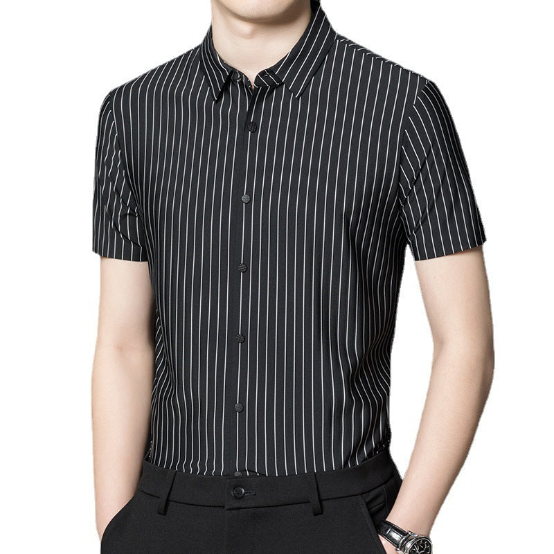 Herren Kurzarmhemd Streifen Elegant Slim Fit