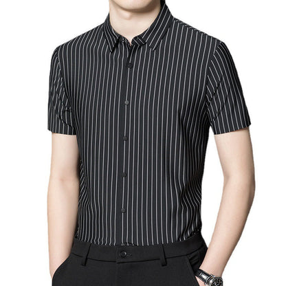 Herren Kurzarmhemd Streifen Elegant Slim Fit