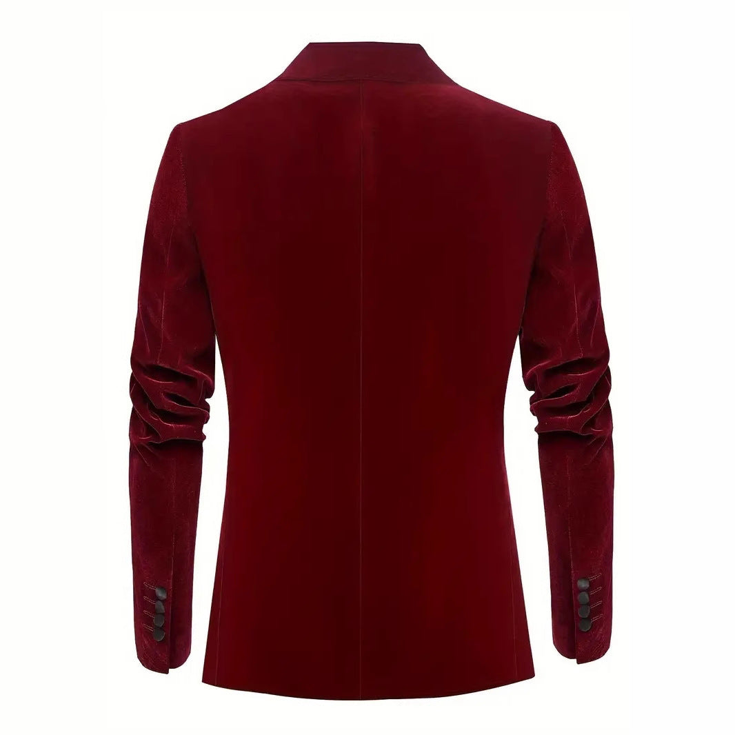 Herren Samtblazer Elegant mit Satinkragen Modern