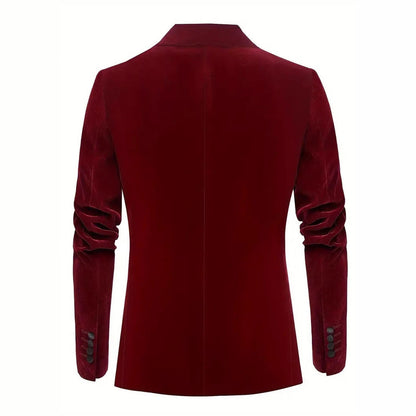 Herren Samtblazer Elegant mit Satinkragen Modern