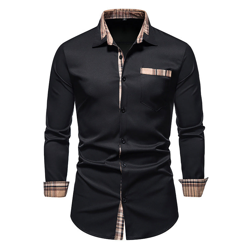 Herren Langarmhemd Kariert Elegant Satin Finish - BerlinGlamour