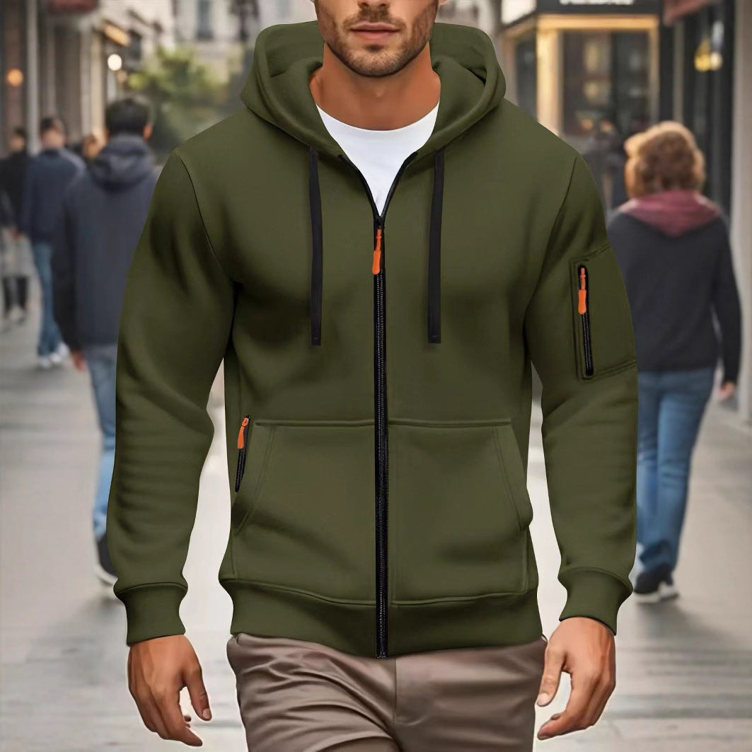 Herren Sportjacke Kapuzenjacke Reißverschlusstaschen Funktional