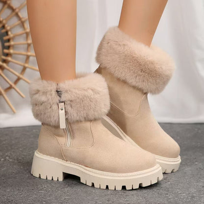 Damen Winterstiefel Gefüttert Warm mit Kunstfell und Rutschfesten Sohlen - BerlinGlamour