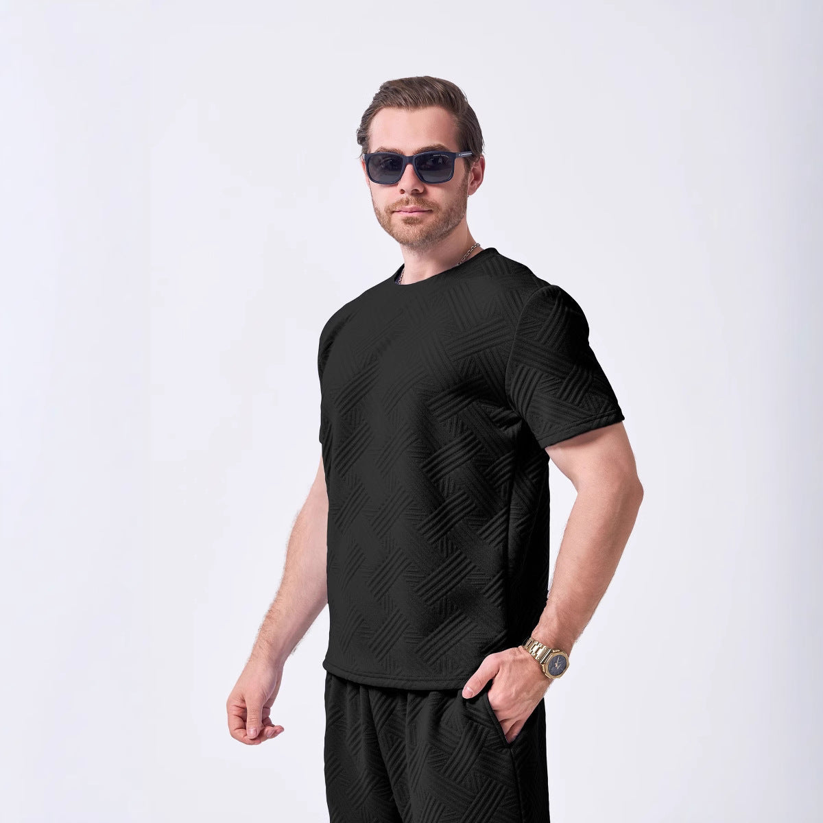 Herren T-Shirt Premium Modern Strukturiert Hochwertig