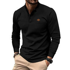 Herren Langarmshirt Baumwollmix Strukturiert Modern