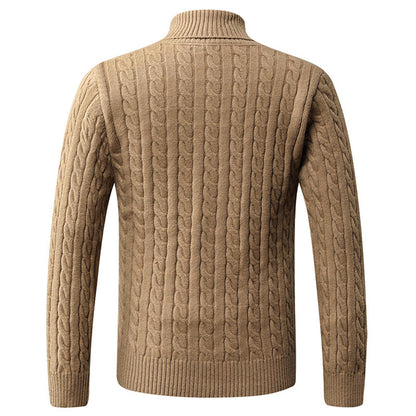 Herren Pullover Grobstrick Modern mit Schalkragen und Zopfmuster