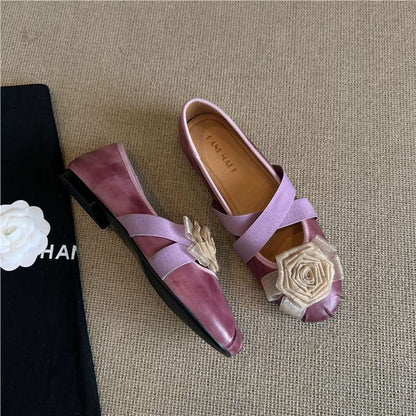 Damen Ballerinas Blumen Applikation Komfortschuhe