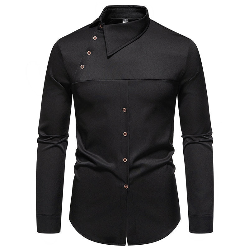Herren Hemd Langarm Asymmetrischer Kragen Elegantes Design