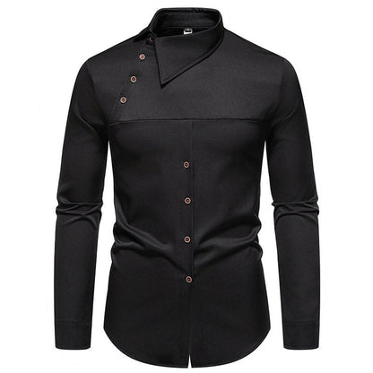 Herren Hemd Langarm Asymmetrischer Kragen Elegantes Design