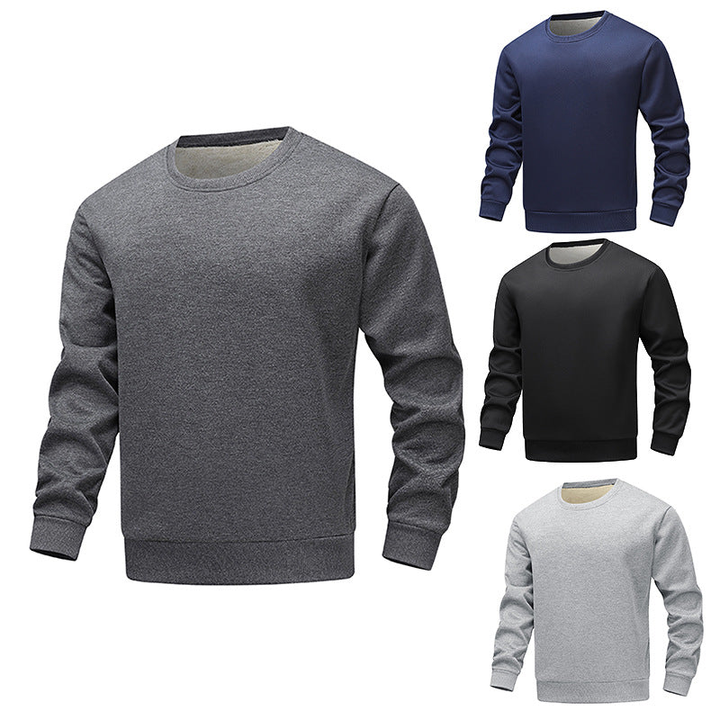 Bequemer Herren Fleece Pullover Rundhals Schwarz - BerlinGlamour