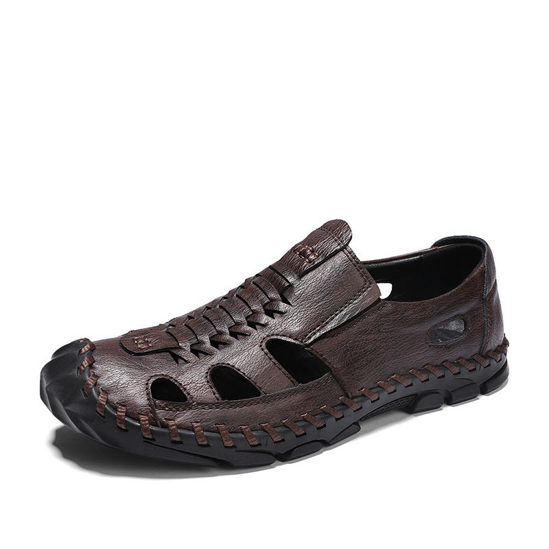 Herren Sandalen Leder Offen mit Riemen Sommer
