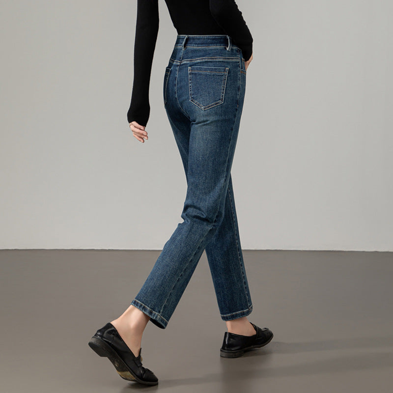 Damen Stoffhose Hochbund Elegant Slim
