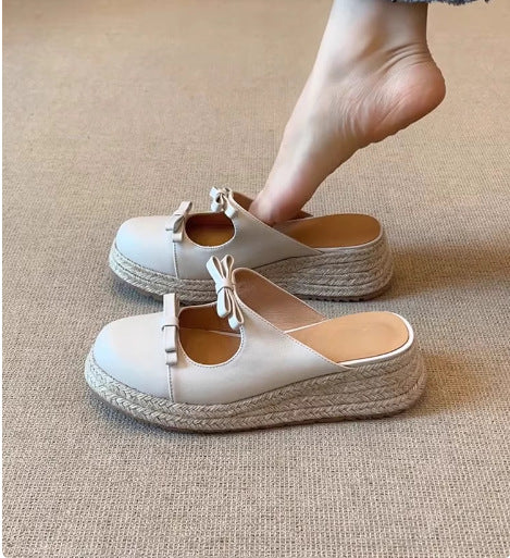 Damen Espadrilles Pantoletten mit Schleife Bequem Sommer