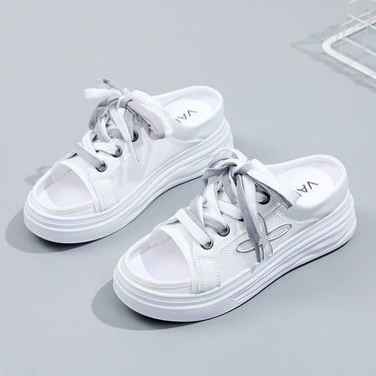 Damen Sneaker Sommer Offene Zehen Bequem Weiße Sneaker