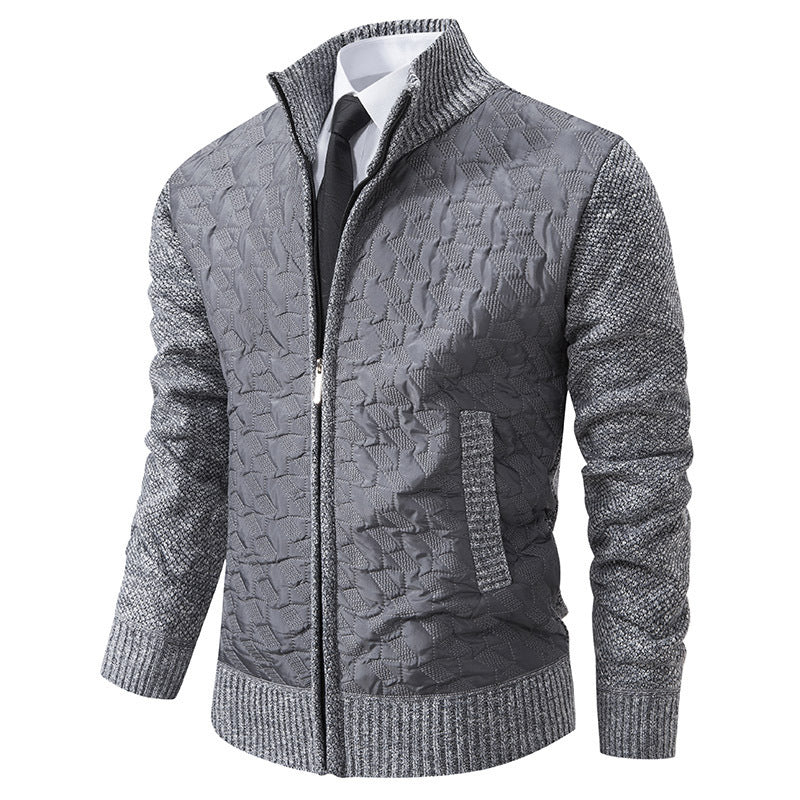 Herren Strickjacke Steppdesign Modern Schwarz