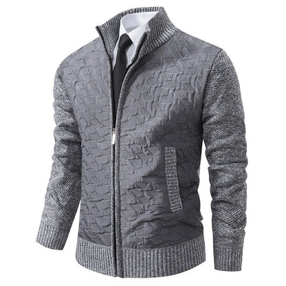 Herren Strickjacke Steppdesign Modern Schwarz