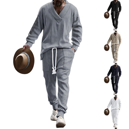 Herren Strickset Pullover und Jogginghose Grau Sportlich - BerlinGlamour