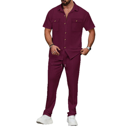 Herren Kurzarm Hemd und elegante Freizeithose Modern Style
