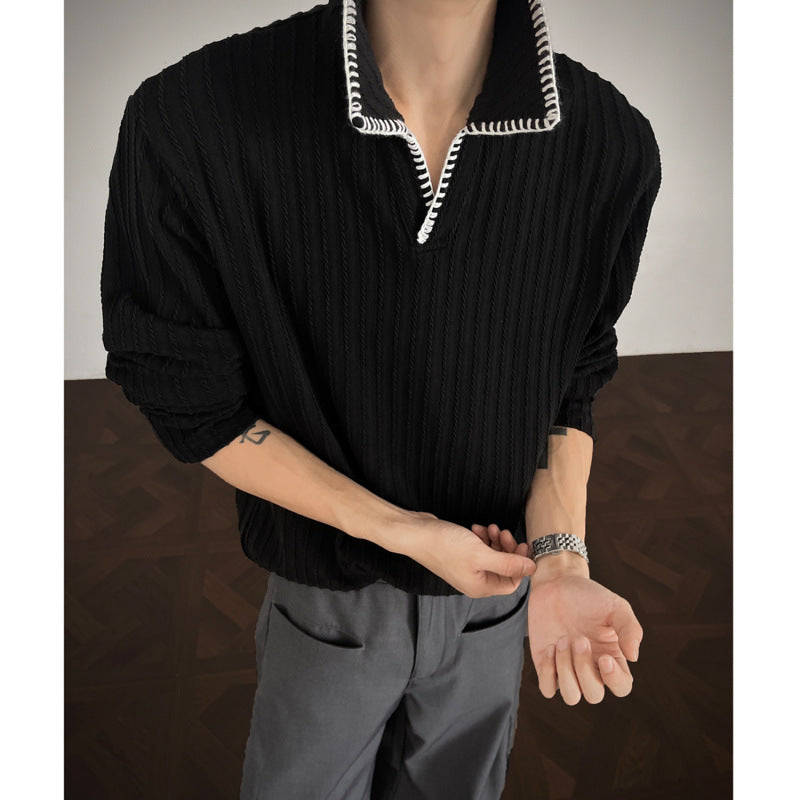 Herren Pullover Lässig Strukturiert Mit Modischem Kragen