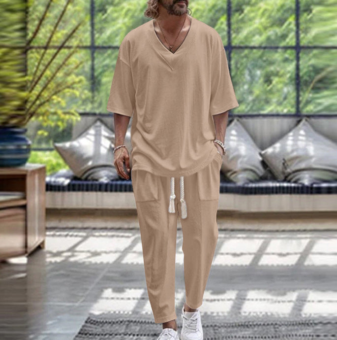Herren Freizeitanzug Set Modern V-Ausschnitt Elastisch