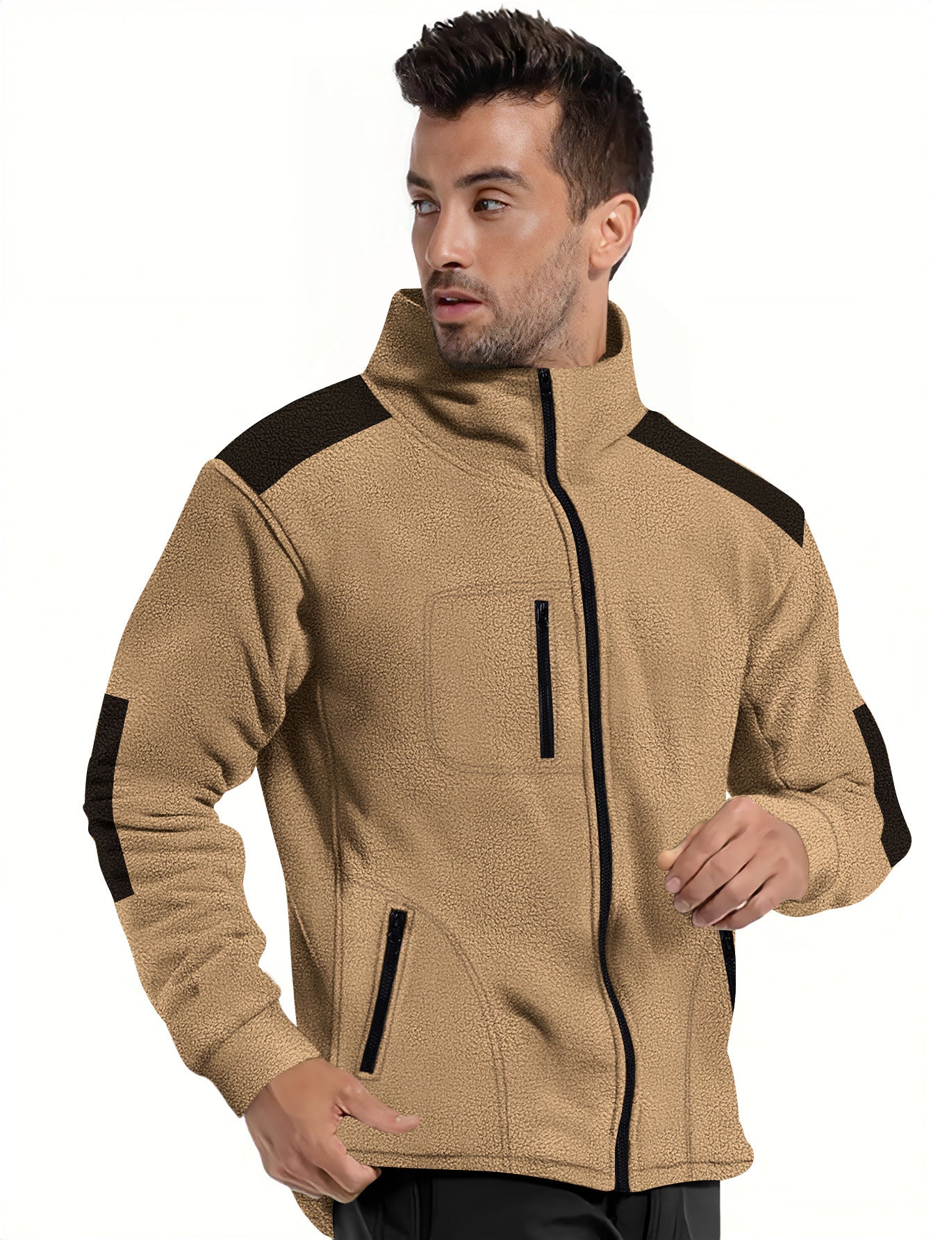 Herren Fleecejacke Modern Reißverschluss Praktische Taschen