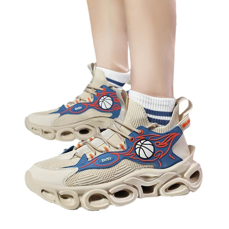 Damen Basketball Sneaker Atmungsaktiv Mesh Weiß Schwarz - BerlinGlamour