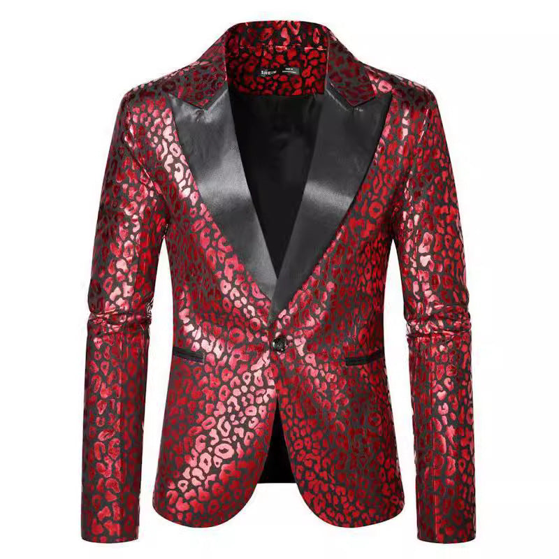 Herren Blazer Leopardenmuster Elegant Modern