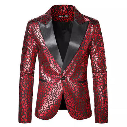Herren Blazer Leopardenmuster Elegant Modern