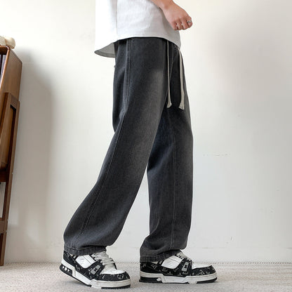 Herren Denim-Hose Weit Bequem Mit Verstellbarem Bund