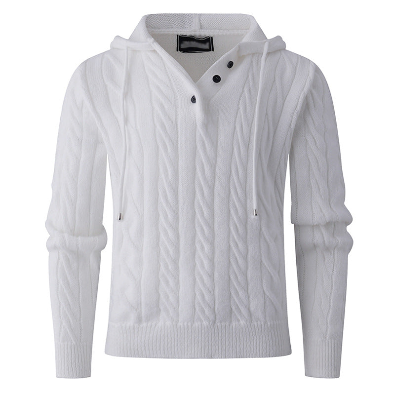 Herren Strickpullover Kapuze Zopfmuster Winter
