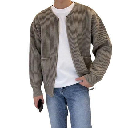 Herren Steppjacke Grobstrick Voluminöse Ärmel Hochkragen