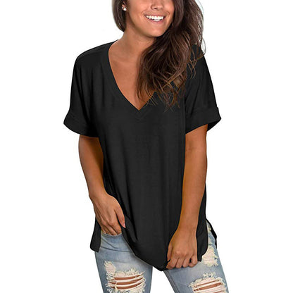 Damen T-Shirt V-Ausschnitt Modern Trendy