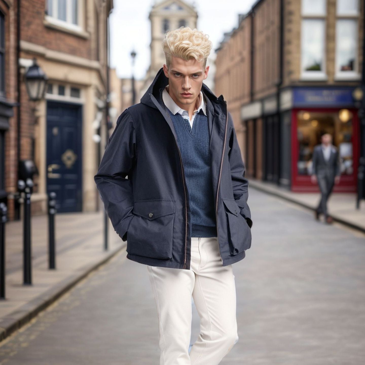 Herren funktionale Übergangsjacke mit verstellbarem Kapuzenkragen BerlinGlamour.