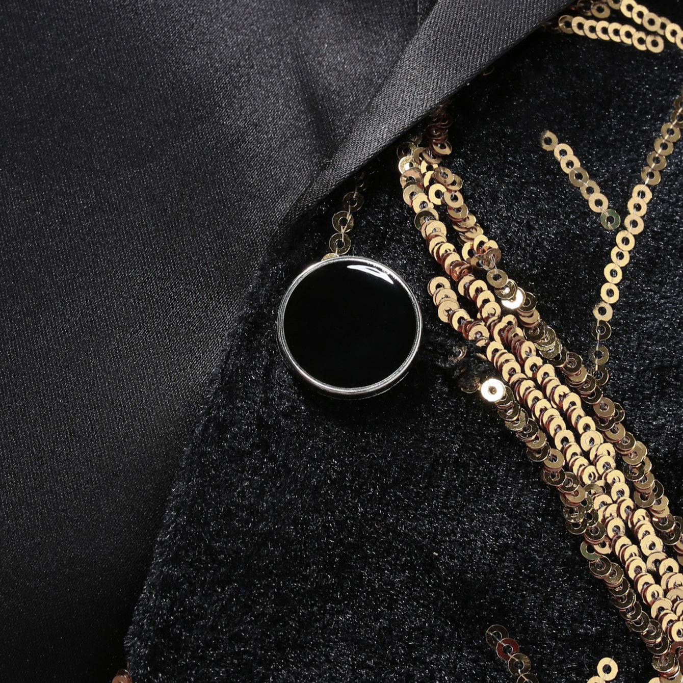 Herren Smoking Blazer mit Pailletten und Floralem Muster Elegant