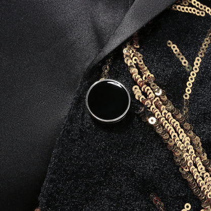 Herren Smoking Blazer mit Pailletten und Floralem Muster Elegant