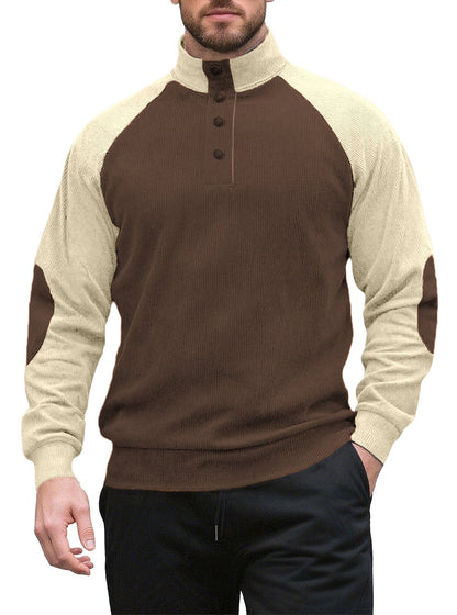 Herren Strickpullover Modern Stehkragen Knopfleiste